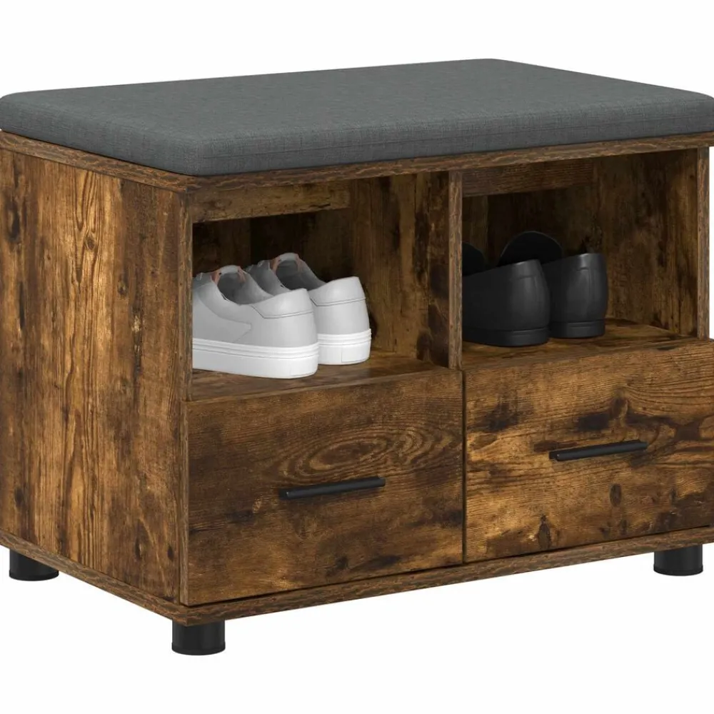 Bancs-vidaXL Banc d'entrée avec coussin Chêne Fumé 60 x 38 x 46 cm Chêne fumé