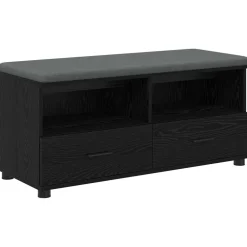 vidaXL Banc d'entrée avec coussin Chêne Noir 100 x 38 x 46 cm