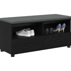 vidaXL Banc d'entrée avec coussin Chêne Noir 100 x 38 x 46 cm
