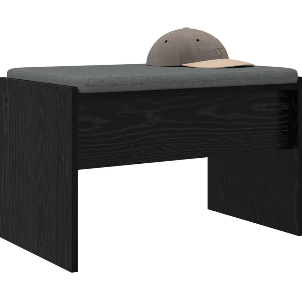 Bancs-vidaXL Banc d'entrée avec coussin Chêne noir 63 x 38 x 40 cm Chêne noir