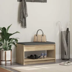 Bancs-vidaXL Banc d'entrée avec coussin Chêne Sonoma 83 x 38 x 45 cm