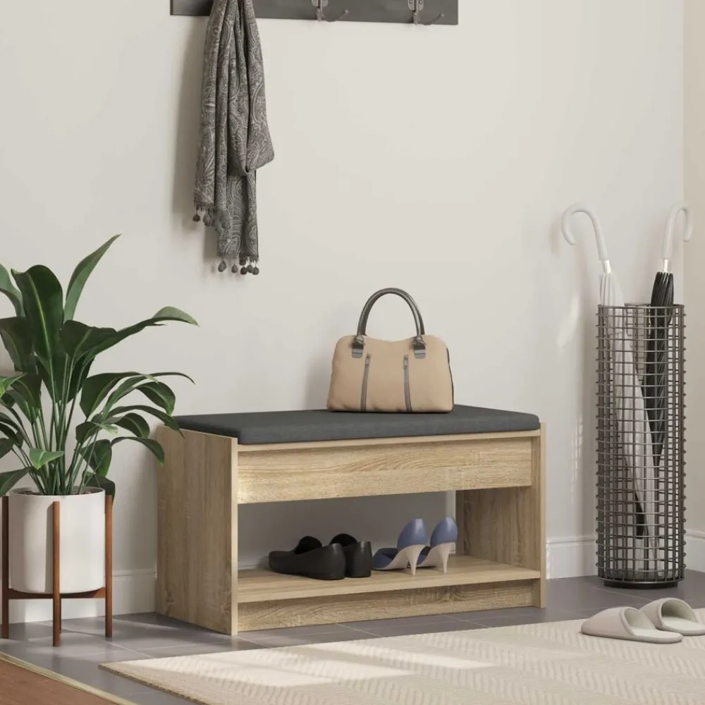 Bancs-vidaXL Banc d'entrée avec coussin Chêne Sonoma 83 x 38 x 45 cm