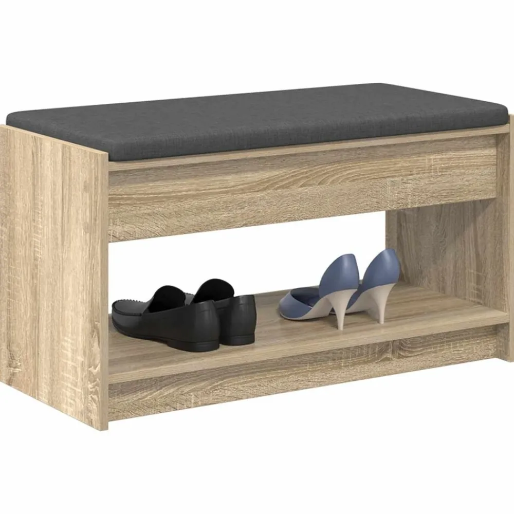 Bancs-vidaXL Banc d'entrée avec coussin Chêne Sonoma 83 x 38 x 45 cm