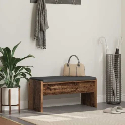 Bancs-vidaXL Banc d'entrée avec coussin 83 x 38 x 40 cm Bois ancien