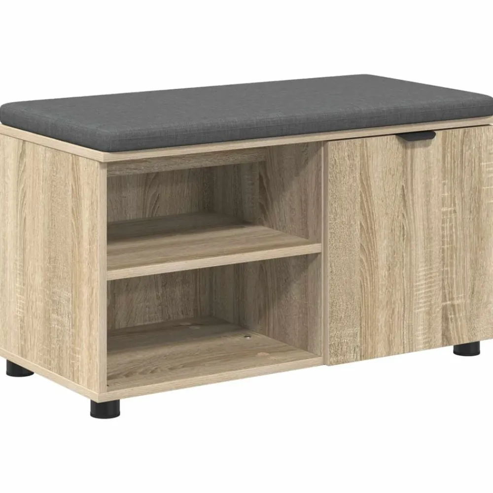 Bancs-vidaXL Banc d'entrée avec coussin Chêne Sonoma 80 x 38 x 46 cm Chêne sonoma