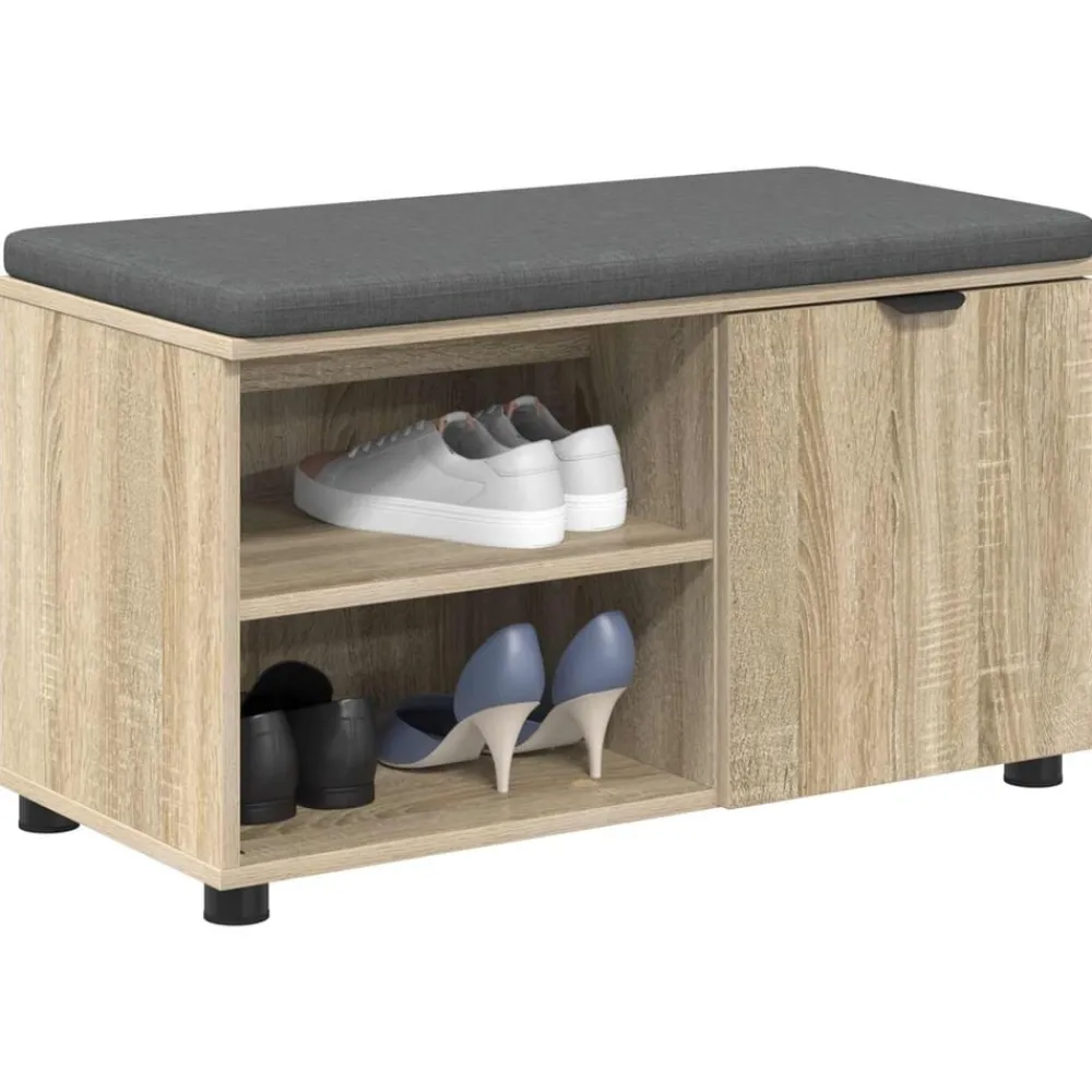 Bancs-vidaXL Banc d'entrée avec coussin Chêne Sonoma 80 x 38 x 46 cm Chêne sonoma