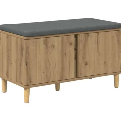 Bancs-vidaXL Banc d'entrée avec coussin Chêne Artisanal 80 x 38 x 46 cm ch&ecirc;ne artisanal