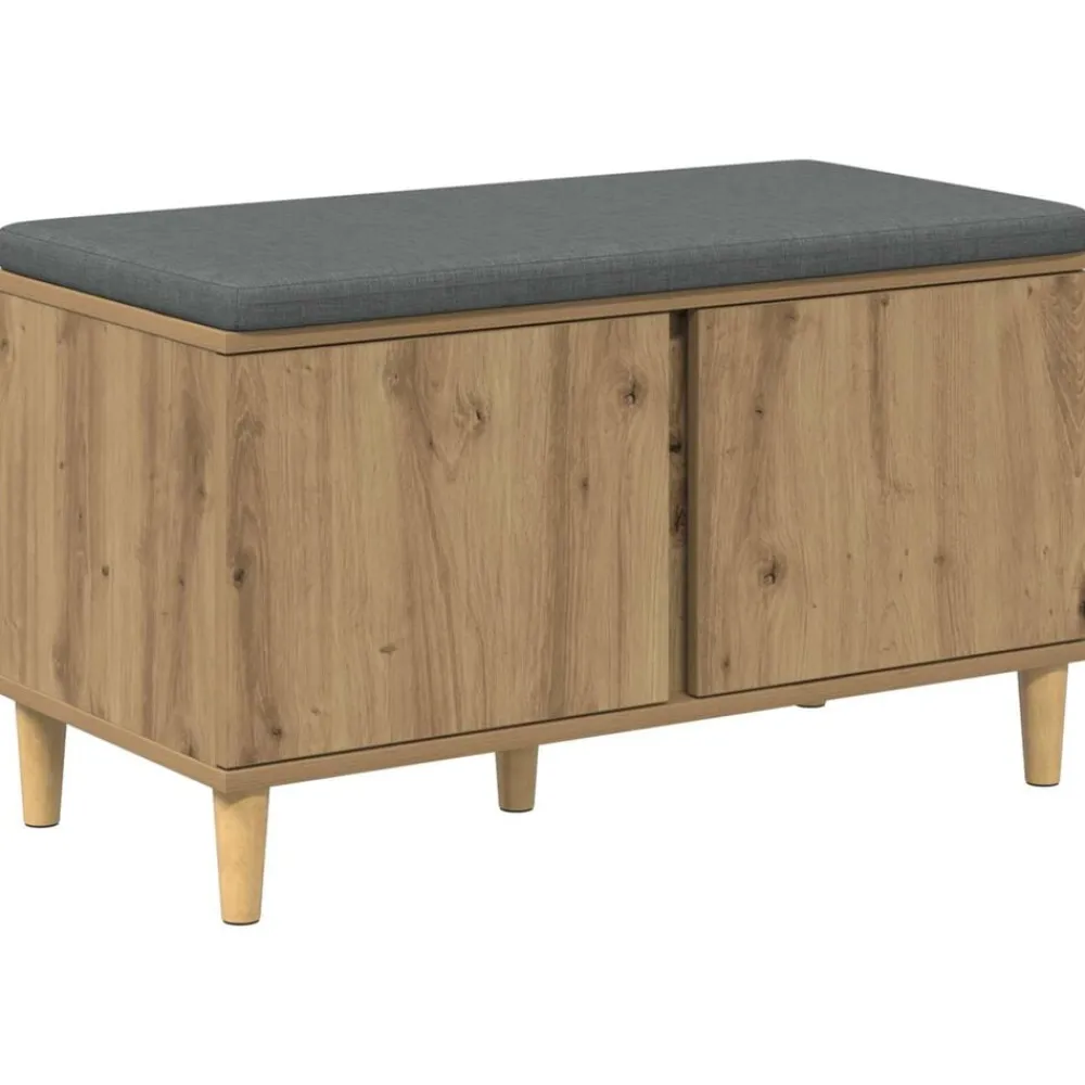 Bancs-vidaXL Banc d'entrée avec coussin Chêne Artisanal 80 x 38 x 46 cm chêne artisanal