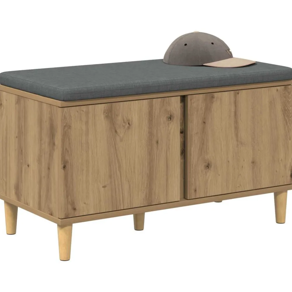 Bancs-vidaXL Banc d'entrée avec coussin Chêne Artisanal 80 x 38 x 46 cm chêne artisanal