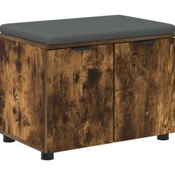 Bancs-vidaXL Banc d'entrée avec coussin Chêne Fumé 60 x 38 x 46 cm Chêne fumé