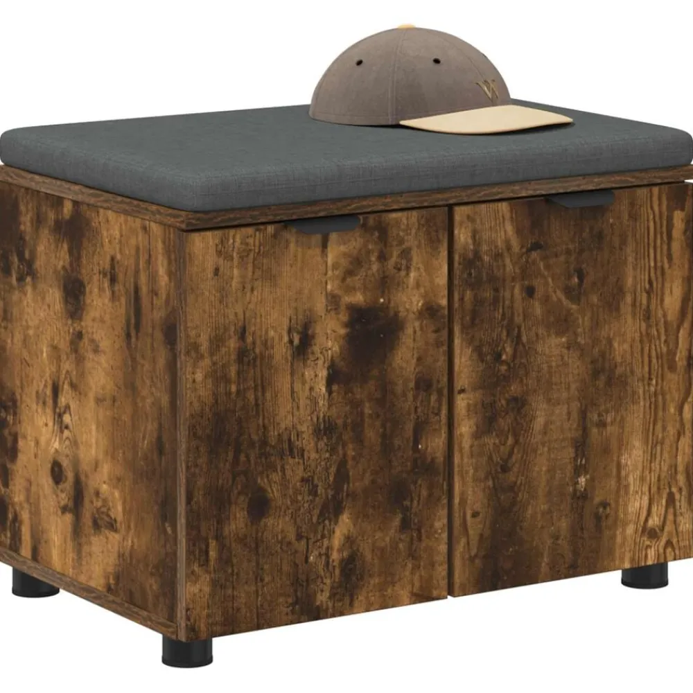 Bancs-vidaXL Banc d'entrée avec coussin Chêne Fumé 60 x 38 x 46 cm Chêne fumé