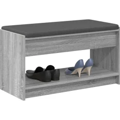 vidaXL Banc d'entrée avec coussin Gris Sonoma 83 x 38 x 45 cm
