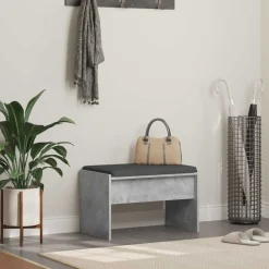 Bancs-vidaXL Banc d'entrée avec coussin 63 x 38 x 40 cm Gris béton
