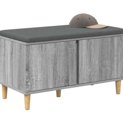 vidaXL Banc d'entrée avec coussin Gris Sonoma 80 x 38 x 46 cm