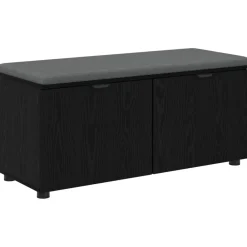 Bancs-vidaXL Banc d'entrée avec coussin Chêne Noir 100 x 38 x 46 cm Chêne noir