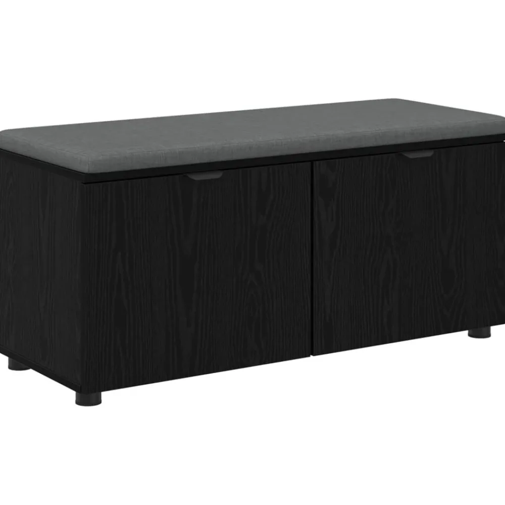 Bancs-vidaXL Banc d'entrée avec coussin Chêne Noir 100 x 38 x 46 cm Chêne noir