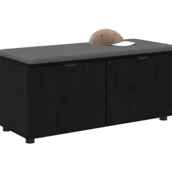 Bancs-vidaXL Banc d'entrée avec coussin Chêne Noir 100 x 38 x 46 cm Chêne noir