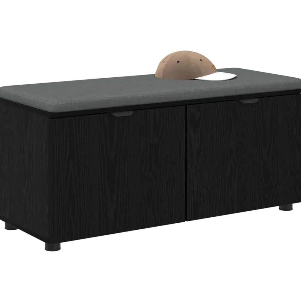Bancs-vidaXL Banc d'entrée avec coussin Chêne Noir 100 x 38 x 46 cm Chêne noir
