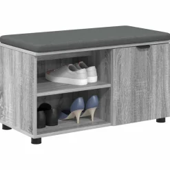 Bancs-vidaXL Banc d'entrée avec coussin Gris Sonoma 80 x 38 x 46 cm Sonoma gris