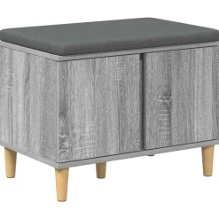 vidaXL Banc d'entrée avec coussin Gris Sonoma 60 x 38 x 46 cm
