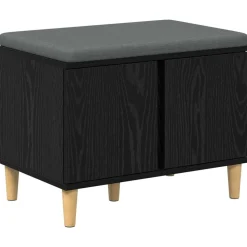 Bancs-vidaXL Banc d'entrée avec coussin Chêne Noir 60 x 38 x 46 cm Chêne noir