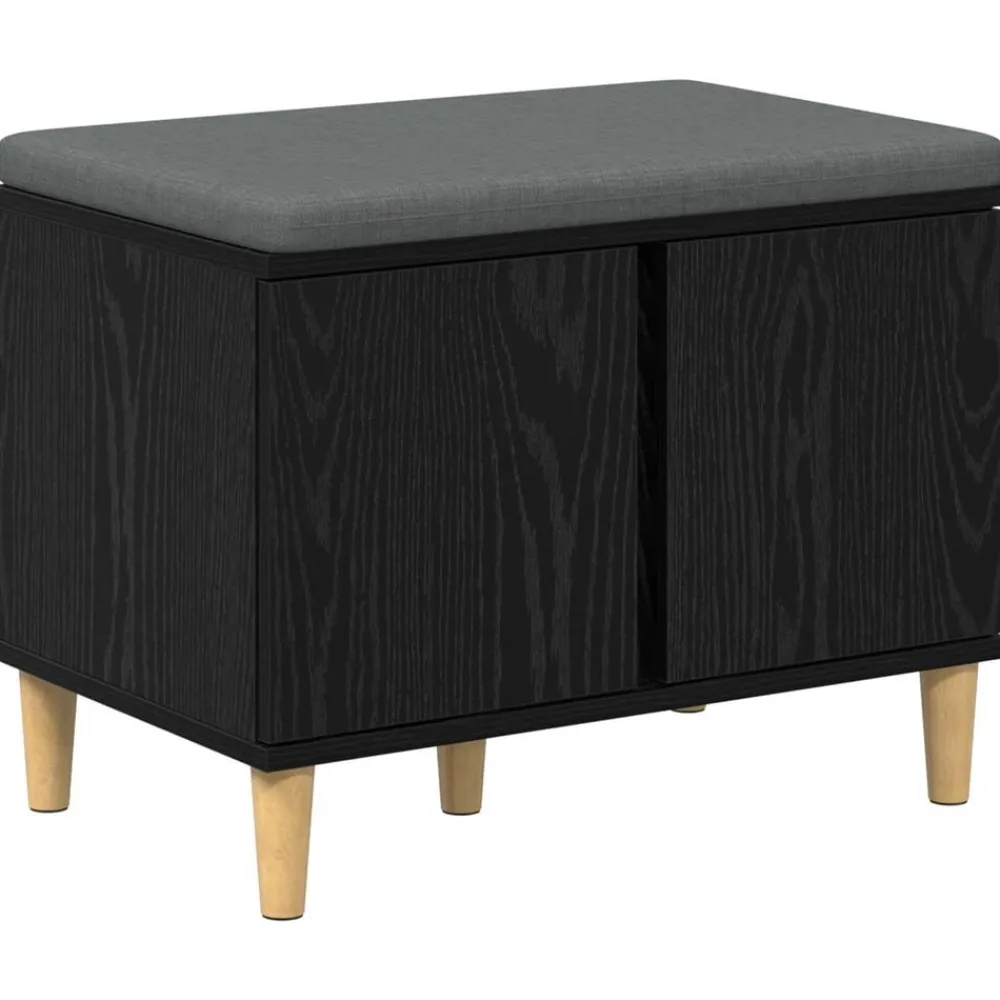 Bancs-vidaXL Banc d'entrée avec coussin Chêne Noir 60 x 38 x 46 cm Chêne noir