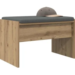 Bancs-vidaXL Banc d'entrée avec coussin Chêne artisanal 63 x 38 x 40 cm chêne artisanal