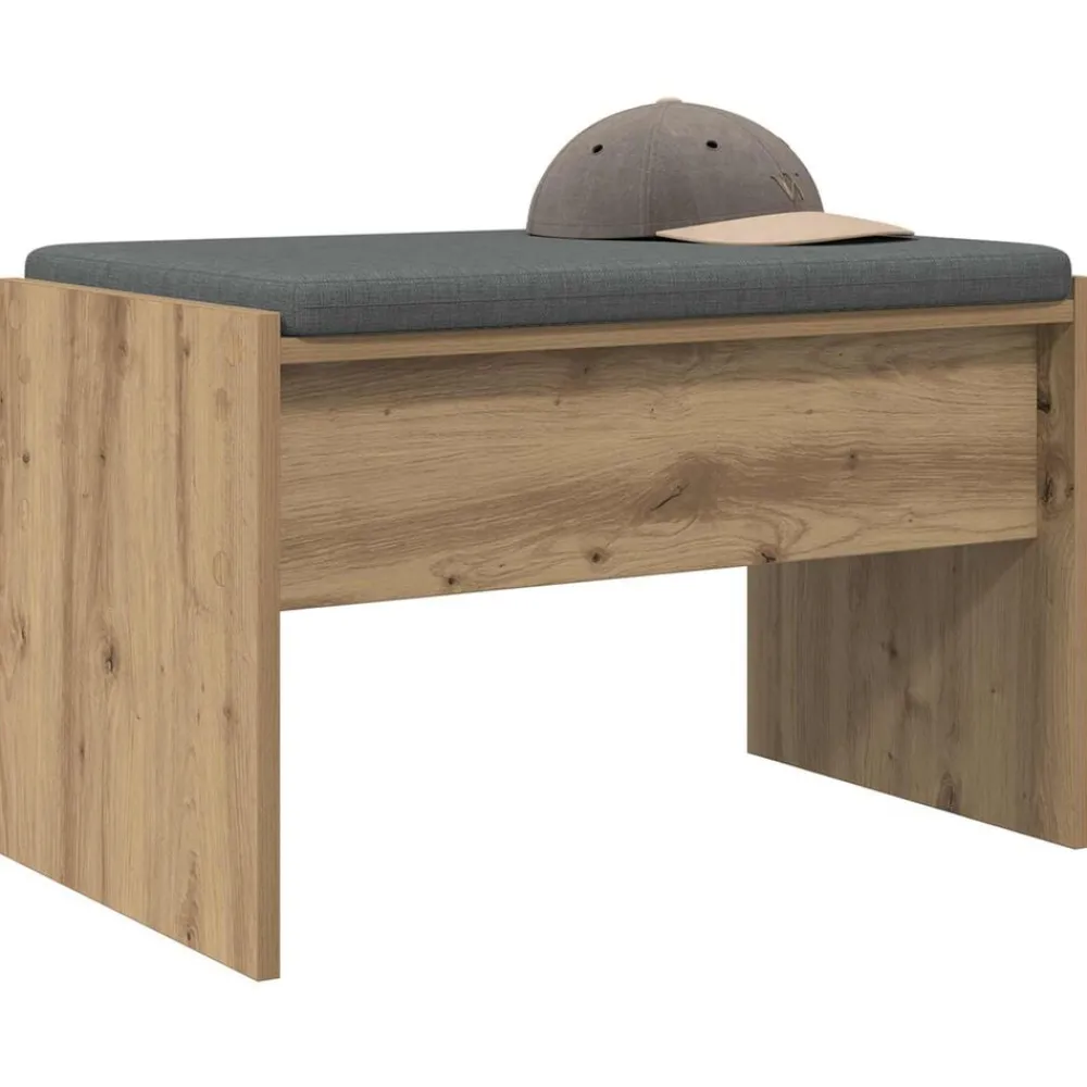Bancs-vidaXL Banc d'entrée avec coussin Chêne artisanal 63 x 38 x 40 cm chêne artisanal