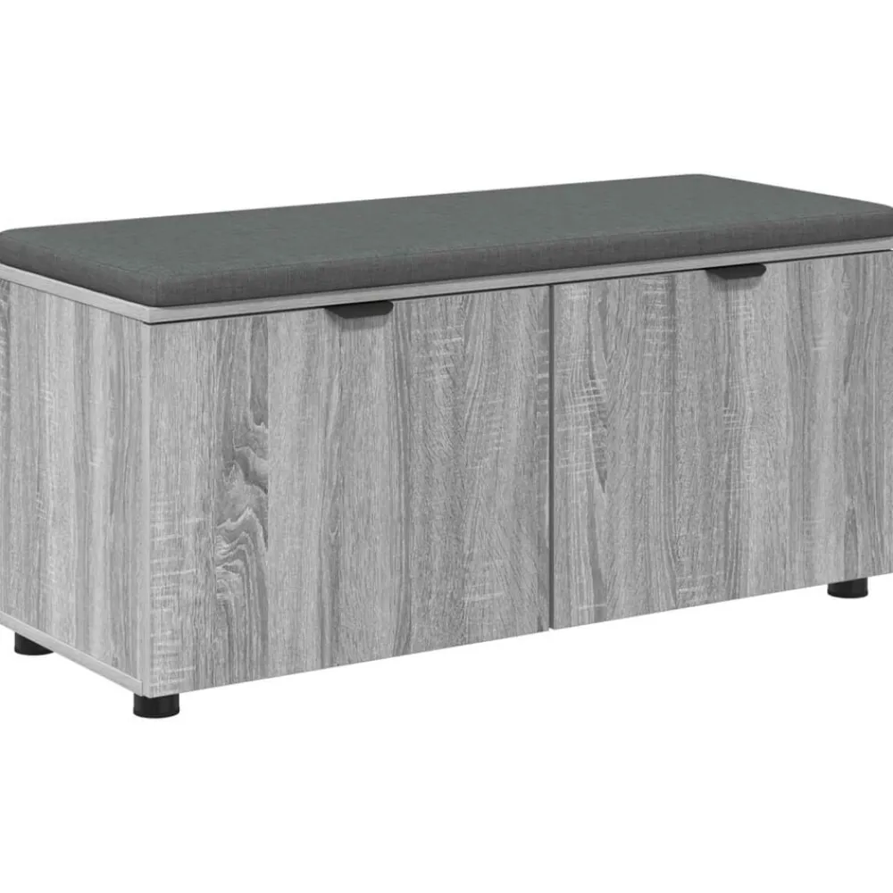 vidaXL Banc d'entrée avec coussin Gris Sonoma 100 x 38 x 46 cm