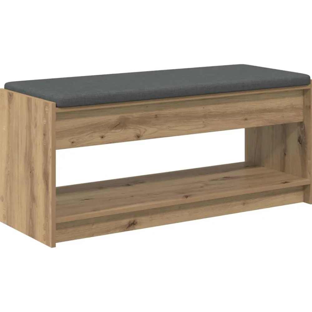 Bancs-vidaXL Banc d'entrée avec coussin Chêne Artisanal 103 x 38 x 45 cm chêne artisanal