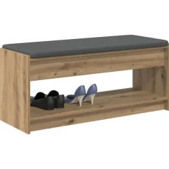 Bancs-vidaXL Banc d'entrée avec coussin Chêne Artisanal 103 x 38 x 45 cm chêne artisanal