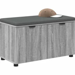 vidaXL Banc d'entrée avec coussin Gris Sonoma 80 x 38 x 46 cm