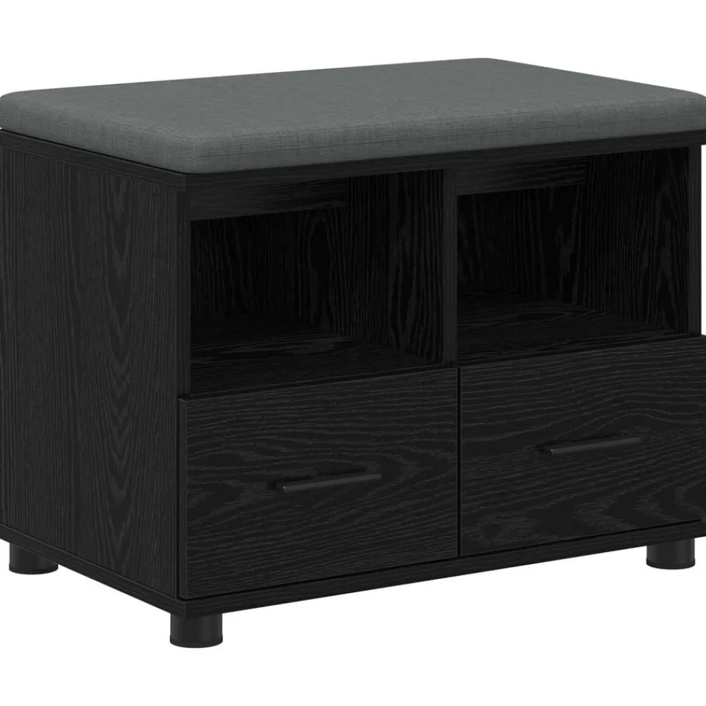 Bancs-vidaXL Banc d'entrée avec coussin Chêne Noir 60 x 38 x 46 cm Chêne noir