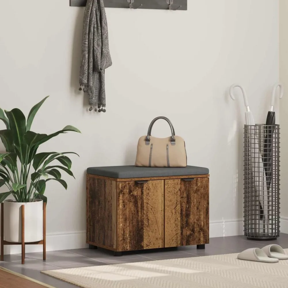 vidaXL Banc d'entrée avec coussin 60 x 38 x 46 cm