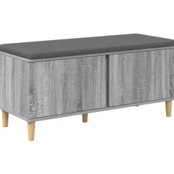 Bancs-vidaXL Banc d'entrée avec coussin Gris Sonoma 100 x 38 x 46 cm Sonoma gris