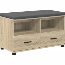 Bancs-vidaXL Banc d'entrée avec coussin Chêne Sonoma 80 x 38 x 46 cm Chêne sonoma