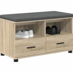 Bancs-vidaXL Banc d'entrée avec coussin Chêne Sonoma 80 x 38 x 46 cm Chêne sonoma
