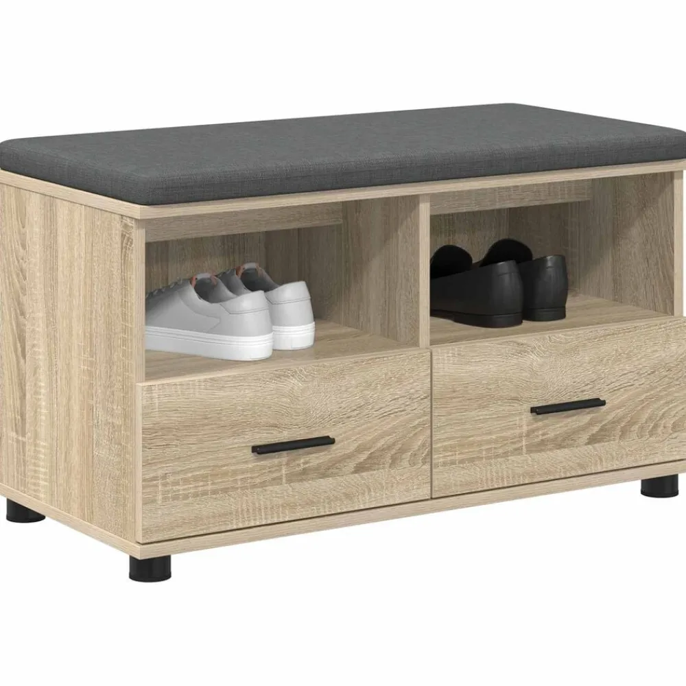 Bancs-vidaXL Banc d'entrée avec coussin Chêne Sonoma 80 x 38 x 46 cm Chêne sonoma