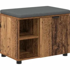 Bancs-vidaXL Banc d'entrée avec coussin 60 x 38 x 46 cm Bois ancien