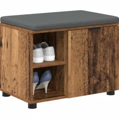 Bancs-vidaXL Banc d'entrée avec coussin 60 x 38 x 46 cm Bois ancien