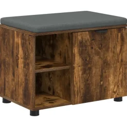 Bancs-vidaXL Banc d'entrée avec coussin Chêne Fumé 60 x 38 x 46 cm Chêne fumé
