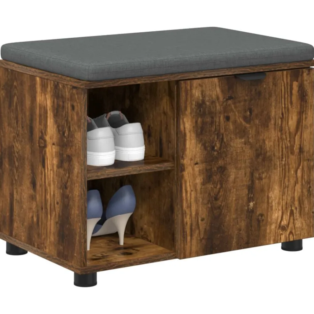 Bancs-vidaXL Banc d'entrée avec coussin Chêne Fumé 60 x 38 x 46 cm Chêne fumé