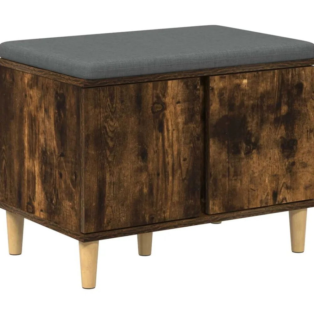 Bancs-vidaXL Banc d'entrée avec coussin Chêne Fumé 60 x 38 x 46 cm Chêne fumé