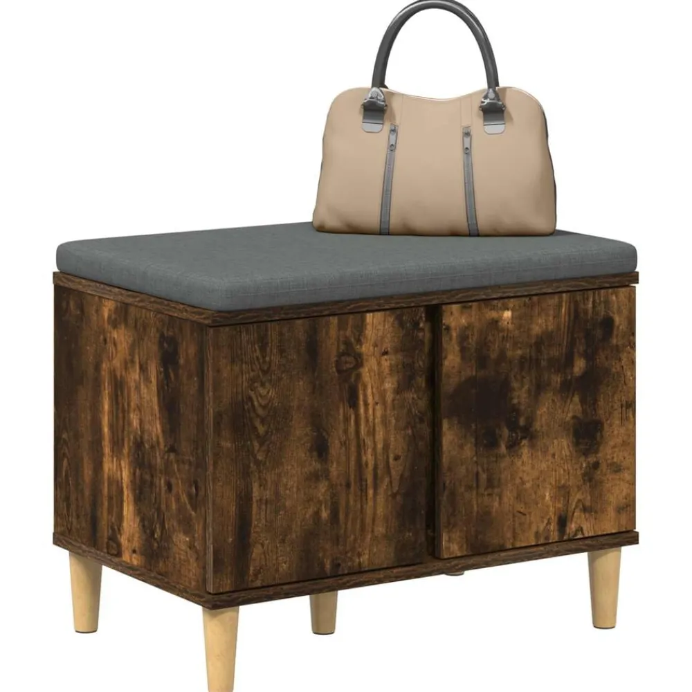 Bancs-vidaXL Banc d'entrée avec coussin Chêne Fumé 60 x 38 x 46 cm Chêne fumé