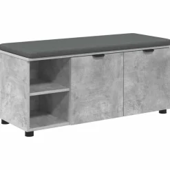 Bancs-vidaXL Banc d'entrée avec coussin 100 x 38 x 46 cm Gris béton