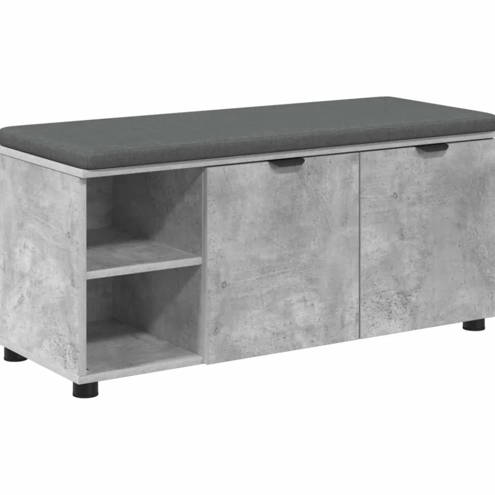 Bancs-vidaXL Banc d'entrée avec coussin 100 x 38 x 46 cm Gris béton