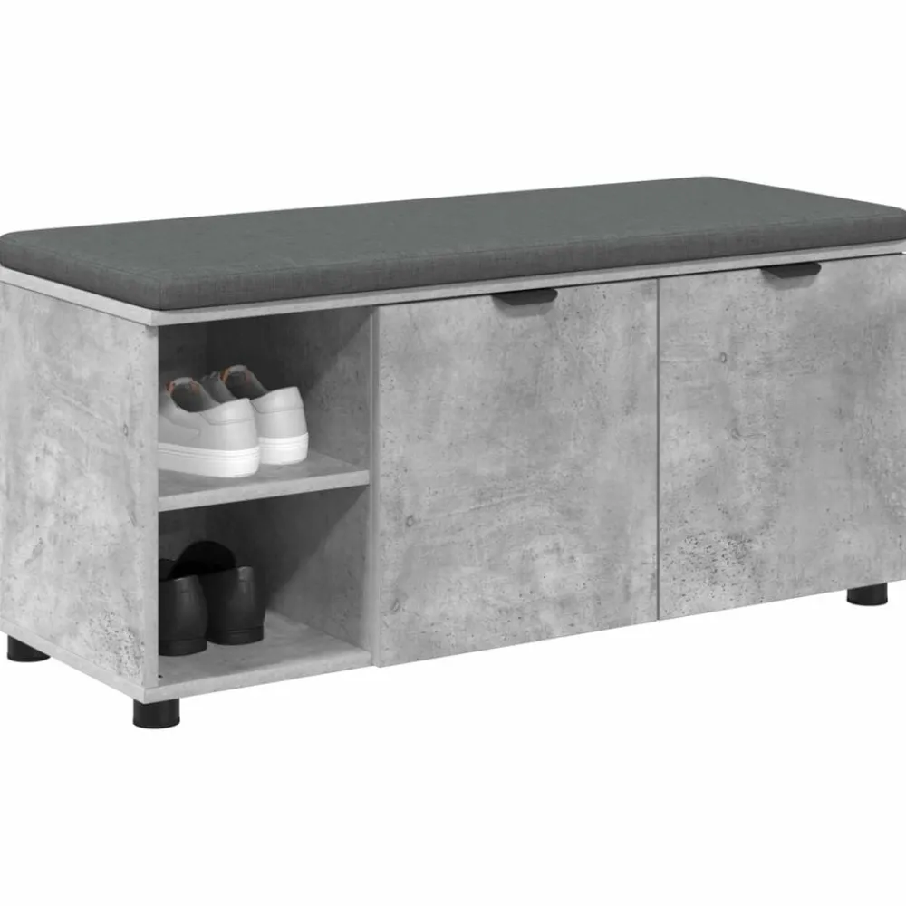 Bancs-vidaXL Banc d'entrée avec coussin 100 x 38 x 46 cm Gris béton