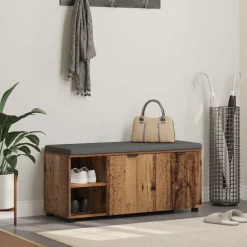 Bancs-vidaXL Banc d'entrée avec coussin 100 x 38 x 46 cm Bois ancien