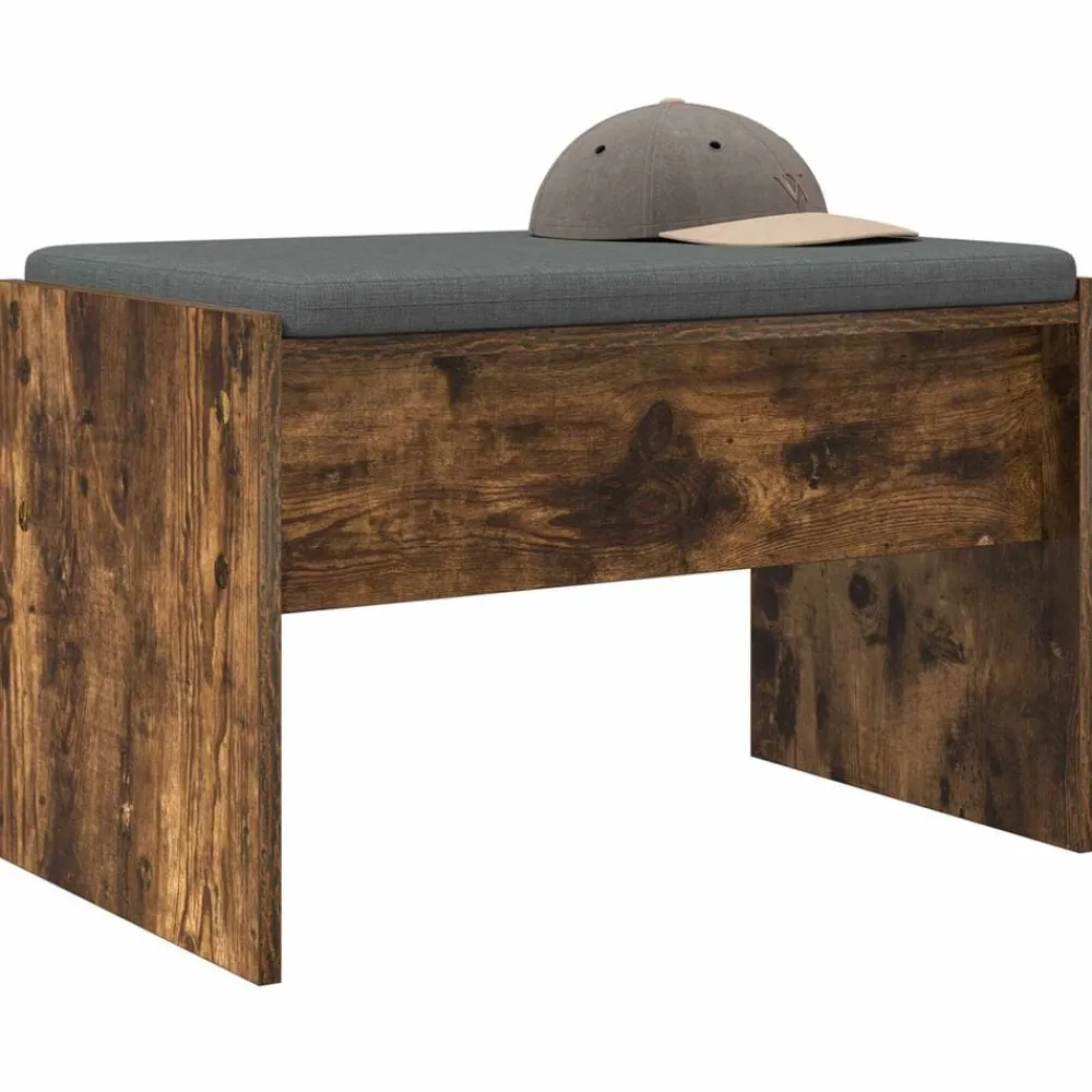 Bancs-vidaXL Banc d'entrée avec coussin Chêne fumé 63 x 38 x 40 cm Chêne fumé