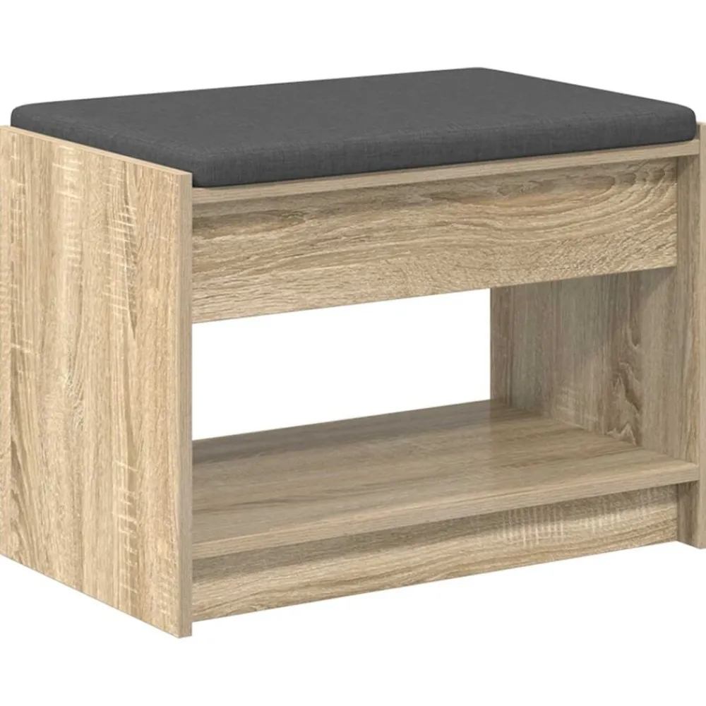 Bancs-vidaXL Banc d'entrée avec coussin Chêne Sonoma 63 x 38 x 45 cm